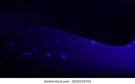 Fundo de gradiente azul escuro abstrato com linhas brilhantes e faíscas, ideal para designs modernos e visuais tecnológicos, aumentando a profundidade e a sofisticação
