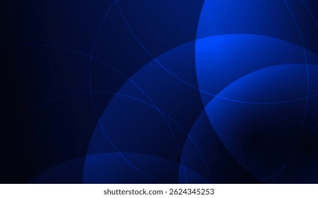 Fondo degradado azul oscuro Abstractas con círculos y líneas superpuestas para proyectos de diseño moderno, proporcionando una textura profunda y elegante para aplicaciones visuales