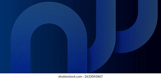Abstract dark blue gradient background with geometric curve lines. Dynamic shapes composition design design pattern. Perfect for modern projects, business, templates, company, artwork, backdrop.