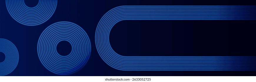 Abstract dark blue gradient background. Modern geometric curve lines, circle shapes pattern design background vector illustration. Dynamic shapes composition. High quality graphic. Futuristic concept.