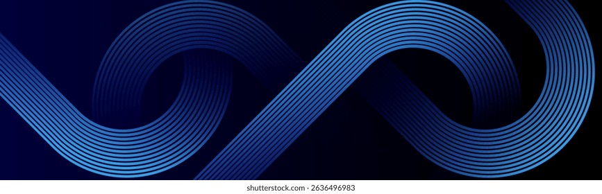 Abstract dark blue gradient background - geometric diagonal rounded lines design pattern. Dynamic shapes composition. Futuristic technology consept. perfect for modern projects, business, templates.