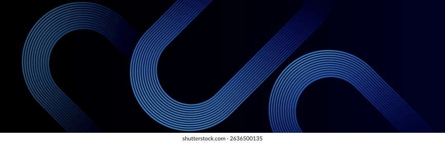 Abstract dark blue gradient background - geometric rounded lines. Diagonal curve lines effect. Futuristic technology consept Luxury graphic. Tranding modern background. EPS10.