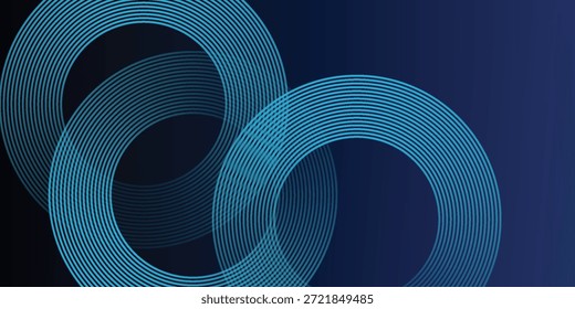 Fundo de gradiente azul escuro abstrato com pele azul brilhante linhas de círculo geométrico projetar ilustração de vetor de fundo. 