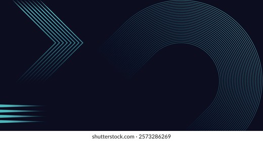 Abstract dark blue gradient lines background. Modern geometric round lines graphic design. futuristic concept