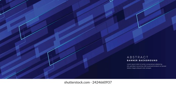 Abstract dark blue gradient overlay background with modern geometric square shape graphic element. Navy blue stripes diagonal paper cut banner suit for brochure, poster, website, header, corporate