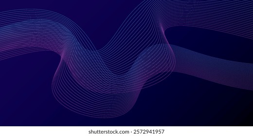 Abstract dark blue gradient wave lines background. Dynamic shapes composition. Vector illustration EPS 10