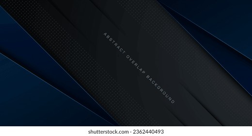 Abstract dark blue and gray overlap background template vector with square papercut pattern. Dark background with shadow and lines design. Eps10 vector