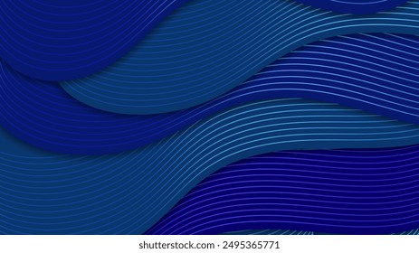 Abstract dark blue and green background with wave curve shapes