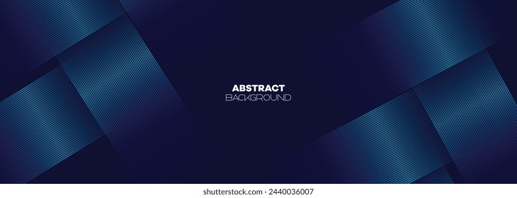 Abstract Dark Blue Green Waving Lines Technology Background. Modern Navy Blue Gradient With Glowing Lines Shiny Geometric Shape and Diagonal, for Brochure, Cover, Poster, Banner, Website, Header