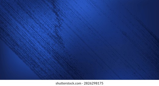 Abstract dark blue grunge background with diagonal distress scratched texture modern metallic vector design