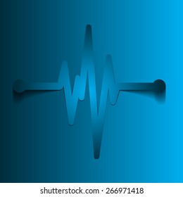Abstract dark blue heart beats cardiogram illustration. vector.