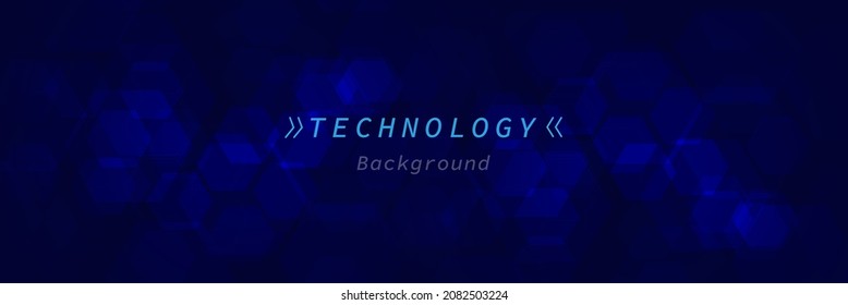Abstract dark blue hexagon background. Futuristic technology digital hi tech concept background. Banner, posters, cards, headers, website