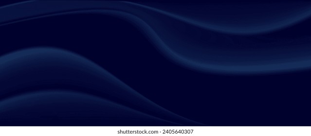 Abstract dark blue horizontal banner background with shiny geometric shapes and diagonal lines. Modern graphic design element, vector