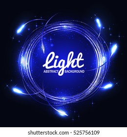 Abstract dark blue light circles background. Vector illustration