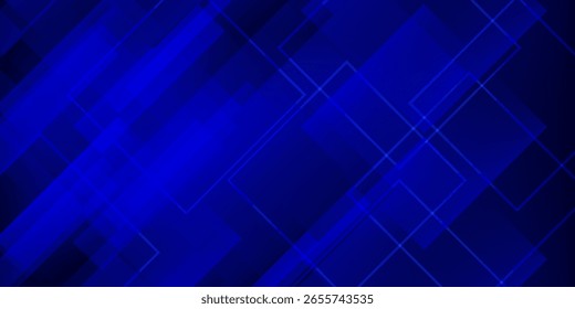 Fondo degradado azul oscuro a azul claro Abstractas con cuadrados transparentes superpuestos y Formas geométricas
