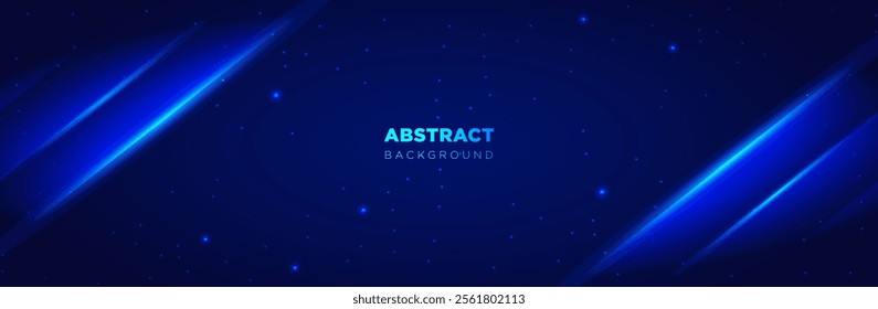 Abstract dark blue light technology background with neon light effect illustration.