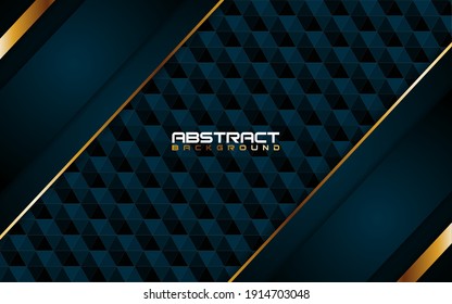 Abstract Dark Blue and Lines Gold With Shape Background Design