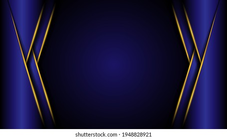 Abstract dark blue luxury with golden glowing lines with design space. Concept of modern technology innovation