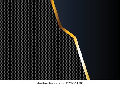 Abstract dark blue luxury polygonal pattern with gold lines