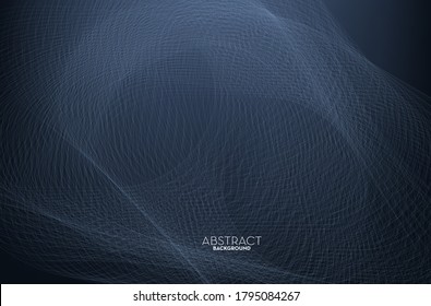 Abstract dark blue metal flow line digital technology, smooth particle wave, big data techno, design concept background and wallpaper, vector eps
