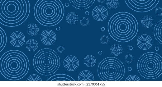 Abstract Dark Blue Minimal Geometric Pattern Background With Dashed Concentric Circles, Multi Purpose Template, Round Shapes Composition, Poster, Header or Landing Page Design - Vector Illustration
