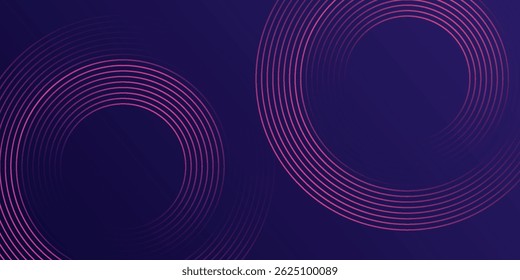 Abstract dark blue modern futuristic banner background. Glowing pink oval lines pattern design. Swirl ellipse lines element. Circular motion.