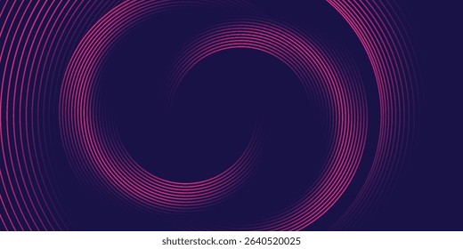 Abstract dark blue modern futuristic banner background. Glowing pink oval lines pattern design. Swirl ellipse lines element. Circular motion. Suit for banner, brochure, cover, flyer, website