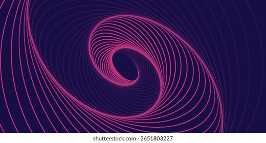 Abstract dark blue modern futuristic banner background. Glowing pink oval lines pattern design. Swirl ellipse lines element. Circular motion. Suit for banner, brochure, cover, flyer, website