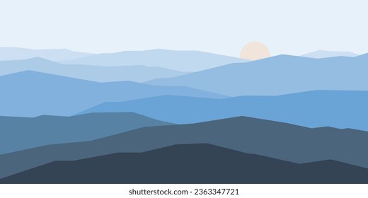 Abstract dark blue mountain view landscape vector