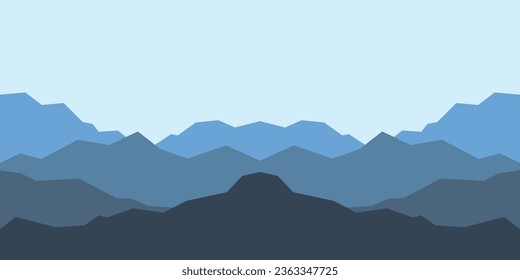 Abstract dark blue mountain view landscape vector