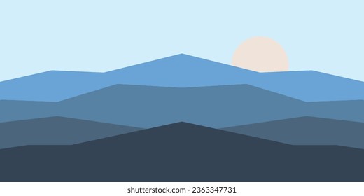 Abstract dark blue mountain view landscape vector
