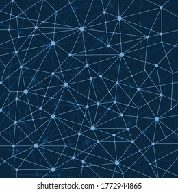 Abstract Dark Blue Multi Layered Networks Pattern Background, Polygonal Network Mesh