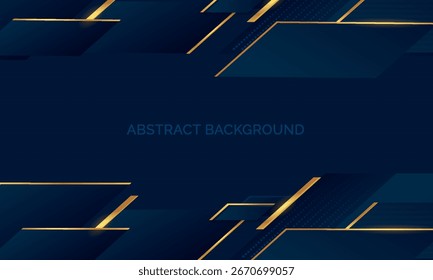 Abstract Dark Blue Navy Background with Golden Geometric Elements Modern Luxury Corporate Business Technology Presentation Web Banner Premium Professional Design