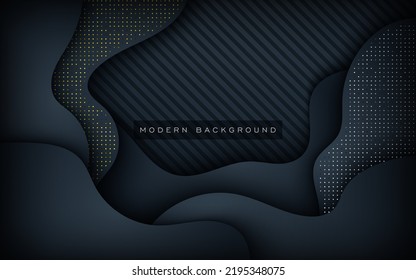 Abstract Dark Blue Navy Gradient Overlap Layers With Glitters Dots Background. Eps10 Vector