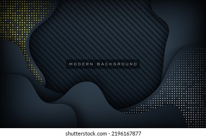 Abstract Dark Blue Navy Gradient Overlap Layers With Glitters Dots Background. Eps10 Vector