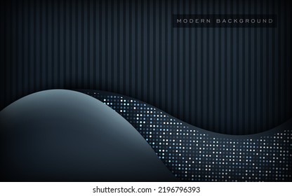 Abstract Dark Blue Navy Gradient Overlap Layers With Glitters Dots Background. Eps10 Vector