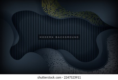abstract dark blue navy gradient wavy overlap layers with glitters dots background. eps10 vector