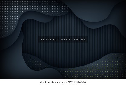 capas de ondulación ondulada abstracta de gradiente azul marino oscuro con fondo de puntos de brillo. vector eps10