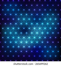 Abstract dark blue neon background with shine lights