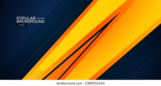 Abstract dark blue and orange triangle on dark color geometric sporty design. Modern overlap papercut futuristic background vector illustration. Eps10 vector