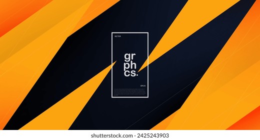 Triángulo abstracto azul oscuro y naranja sobre diseño deportivo geométrico de color oscuro. Ilustración vectorial de fondo futurista moderno superpuesto. Vector Eps10