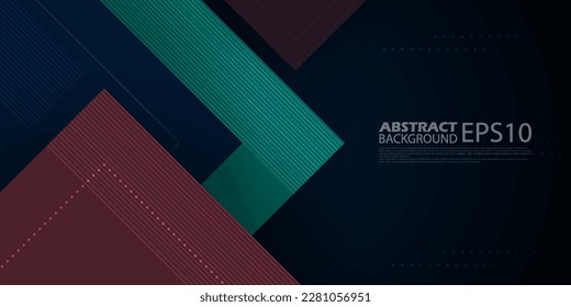 Abstract dark blue overlap background template vector with square green and brown papercut pattern. Dark blue background with shadow design.Eps10 vector