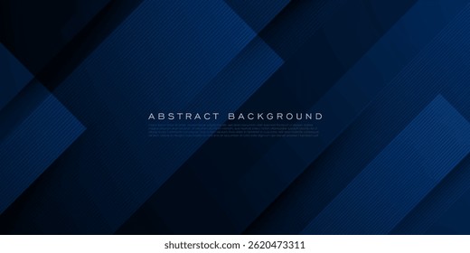 Abstract dark blue overlap background. Trendy square shapes papercut pattern with shadow and lines. Eps10 vector