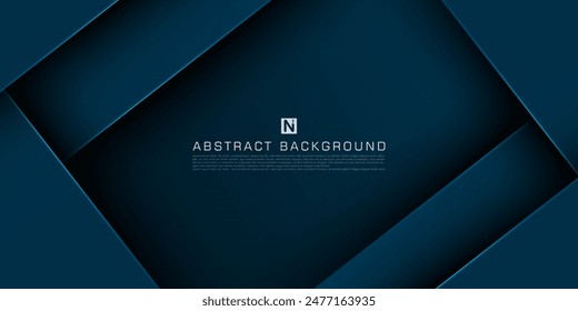 Abstract dark blue overlap shadow and lights background. Papercut template vector with straight line and shadow. Dark blue background with trendy pattern design. Eps10 vector