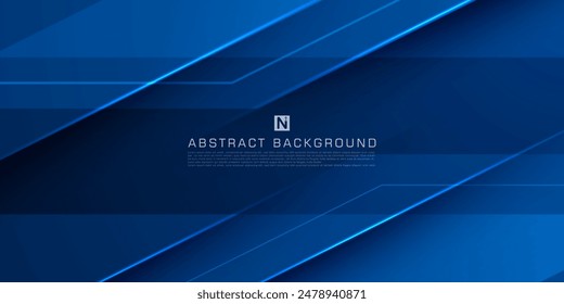 Abstractas azul oscuro superposición sombra y fondo de luces. Vector de Plantilla de corte de papel con línea recta y sombra. Fondo azul oscuro con diseño de patrón de moda. Vector Eps10