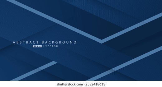 Abstract dark blue overlap shadow and lines background. Papercut template vector with straight line and shadow. Dark blue background with trendy pattern design. Eps10 vector