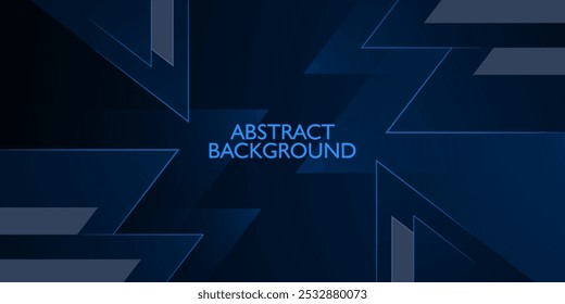 Abstractas sombra de traslape azul oscuro y fondo de luces. Fondo de papercut con línea triangular y sombra. Fondo azul oscuro con diseño de patrón de moda. Vector Eps10