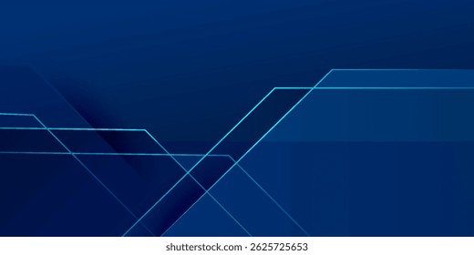 Abstrato azul escuro sobrepõe sombra e fundo de luzes. Vetor de modelo de recorte de papel com linha reta e sombra. Fundo azul escuro com design de padrão da moda.