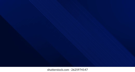 Abstrato azul escuro sobrepõe sombra e fundo de luzes. Vetor de modelo de recorte de papel com linha reta e sombra. Fundo azul escuro com design de padrão da moda. Vetor Eps10
