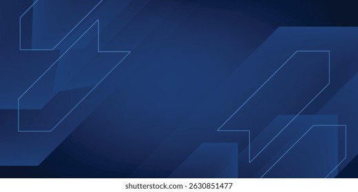 Abstrato azul escuro sobrepõe sombra e fundo de luzes. Vetor de modelo de recorte de papel com linha reta e sombra. Fundo azul escuro com design de padrão da moda. Vetor Eps10